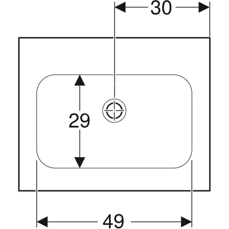 Umywalka GEBERIT iCon prostokątna, biała, 600mm, bez otworu na baterię, nakładany od góry, bez odpływu przelewowego, półka od ściany