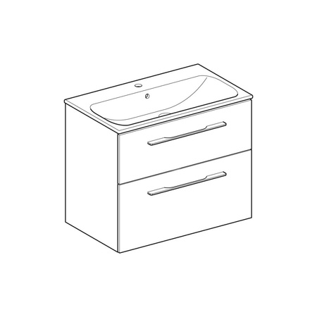 Umywalka GEBERIT Selnova Square prostokątna, biała, 550mm, otwór na baterię na środku, nakładany od góry, z odpływem przelewowym, półka od ściany