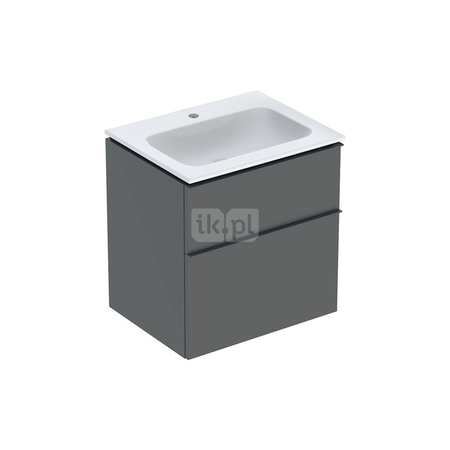 Umywalka GEBERIT iCon prostokątna, biała, 750mm, otwór na baterię na środku, nakładany od góry, bez odpływu przelewowego, półka od ściany