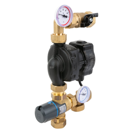 Grupa pompowa AFRISO BTU 501 AP nakrętka x nakrętka 1'' x 1'', z zaworem termostatycznym, z pompą obiegową AFRISO APH 160 15-7/130 mm