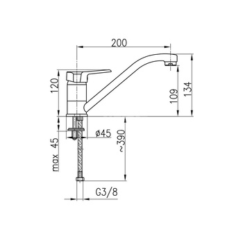 Bateria umywalkowa stojąca KFA Armatura BERYL, chrom, obrotowa, długa wylewka, montaż blat / otwór na baterię
