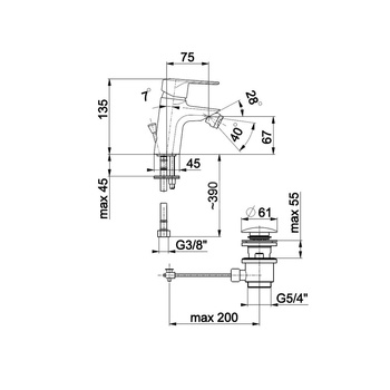 Bateria bidetowa KFA Armatura GERMAN, chrom