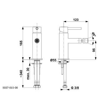 Bateria bidetowa KFA Armatura MOZA, czarny