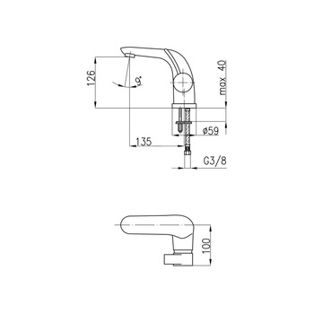 Bateria umywalkowa stojąca KFA Armatura MALACHIT click clack, chrom, montaż blat / otwór na baterię