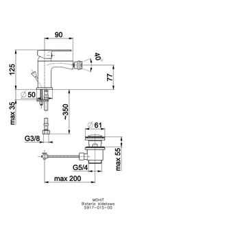 Bateria bidetowa KFA Armatura MOHIT, chrom