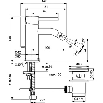 CERALINE BATERIA BIDETOWA SBLK 5LPM PU/M