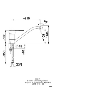 Bateria zlewozmywakowa stojąca KFA Armatura MOHIT, obrot. wylewka, kolor chrom, mosiądz