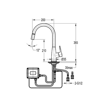 Bateria zlewozmywakowa KFA Armatura TAURI, kolor chrom, mosiądz