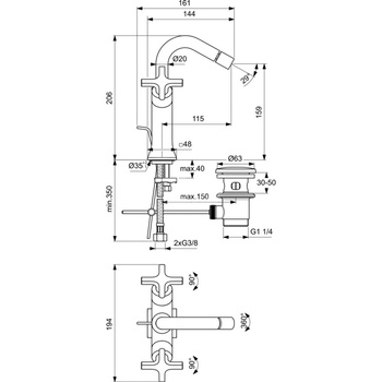 JOY NEO Bateria bidetowa 1OT. PUW CHR
