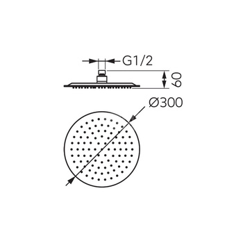 Głowica talerzowa deszczowni SLIM okrągła 30cm, chrom