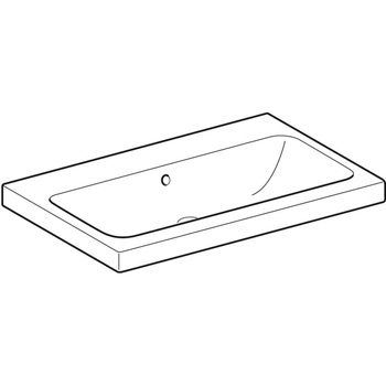 Umywalka GEBERIT iCon Light prostokątna, biała, 750mm, bez otworu na baterię, stawiana na blat, z odpływem przelewowym, półka od ściany