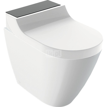 Urządzenie WC z funkcją higieny intymnej Geberit AquaClean Tuma Comfort, stojąca miska WC, przylegające do ściany: Miska ustępowa: biały / KeraTect, Panel dekoracyjny: szkło czarne