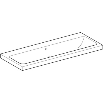 Umywalka GEBERIT iCon Light 2-stanowiskowa prostokątna, biała, 1200mm, bez otworu na baterię, z odpływem przelewowym, półka od ściany