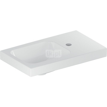 Umywalka GEBERIT iCon Light prostokątna, biała / KeraTect, 530mm, otwór na baterię z prawej, bez odpływu przelewowego, półka z prawej