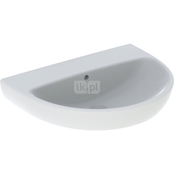 Umywalka GEBERIT Selnova owalna, biała, 650mm, bez otworu na baterię, z odpływem przelewowym, półka od ściany