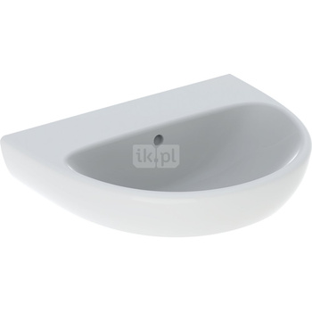 Umywalka GEBERIT Selnova prostokątna, biała, 550mm, bez otworu na baterię, z odpływem przelewowym, półka od ściany