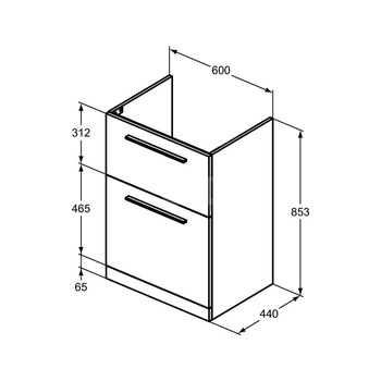 I.LIFE A SZAFKA UNIT 2 DRWS 60CM WHT MTT