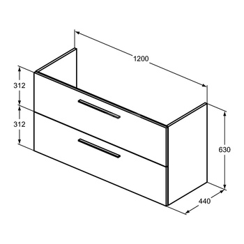 I.LIFE A SZAFKA 2 DRWS 120CM CGRY MTT