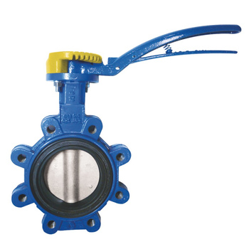 Przepustnica z otworami gwintowanymi SYLAX GAS z dźwignią ręczną, dysk: AISI316, wykładzina: NBR, korpus: GGG40 epoksyd., Pnom 0,6 MPa, tmax=60 st.C DN200