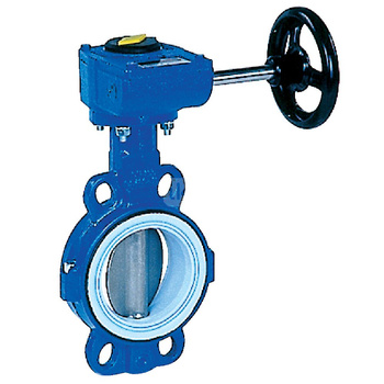 Przepustnica bezkołnierzowa TILIS z napędem ręcznym przekładnią ślimakową DN 65