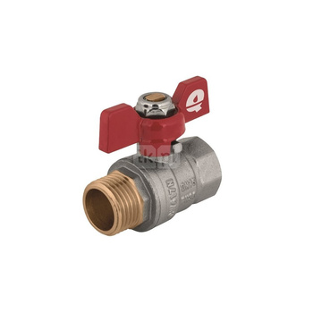 Zawór kulowy QIK 04 mosiądz, PN30 1'' x 1'' GW-GZ, uchwyt: motylek