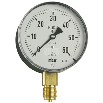 Ciśnieniomierz różnicowy AFRISO KP D211 -250/0 mbar mosiądz G1/4B aksjalne fi 63, kl. 1.6%