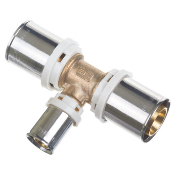 Trójnik QIK Zaprasowywany redukcja mosiądz 26 mm x 16 mm x 20 mm (złącze zaprasowywane)