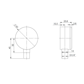 Manometr z rurką Bourdona AFRISO RF grzewczy 0/6 bar G1/4B radialne fi 50 mm, kl. 2.5%