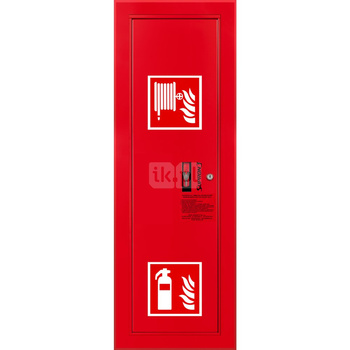 Hydrant DN 25 wnękowy boczny z miejscem na gaśnicę, wąż 30 m, zamek patent, RAL 3000 lewy