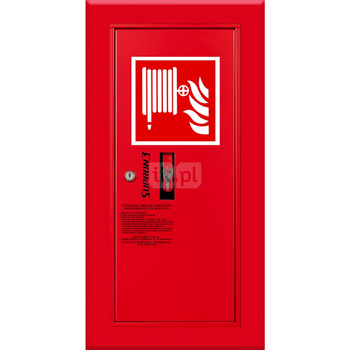 Hydrant DN 52 wnękowy boczny ze zwijadłem, wąż 15 m, zamek patent, RAL 3000 prawy