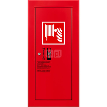 Hydrant DN 25 wnękowy boczny, wąż 20 m, zamek patent, RAL 3000 prawy