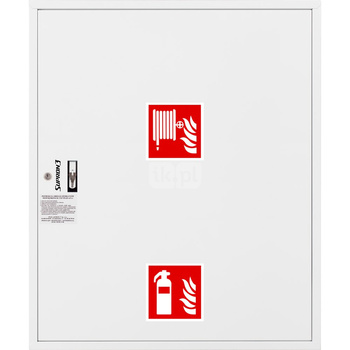 Hydrant DN 25 FIT zawieszany z miejscem na gaśnice pod zwijadłem, wąż 30 m, zamek patent, RAL 9003