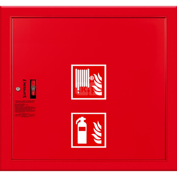 Hydrant DN 52 wnękowy ze zwijadłem, z miejscem na gaśnicę solo, wąż 20 m, zamek patent, RAL 3000
