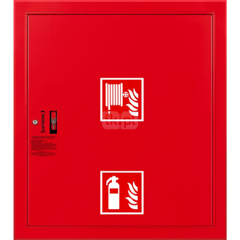 Hydrant DN 25 wnękowy z miejscem na gaśnicę pod zwijadłem, wąż 20 m, zamek patent, RAL 3000