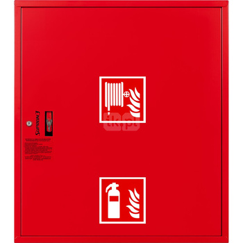 Hydrant DN 25 zawieszany z miejscem na gaśnicę pod zwijadłem, wąż 20 m, zamek patent, RAL 3000