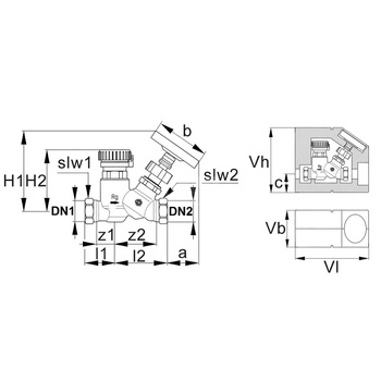 Zawór regulacyjno-pomiarowy COMAP Thermo F, DN 15