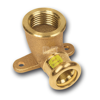 Kolano 90' SANHA Press Gas ścienne, miedź, 18 mm x 1/2'' (zw x GW)