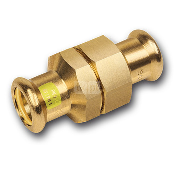 Śrubunek SANHA Press Gas trzyczęściowy, miedź, 35 mm (zw x zw)