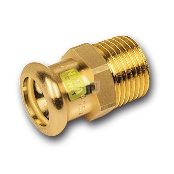 Nypel SANHA Press Gas, miedź, 22 mm x 3/4'' (zw x GZ)