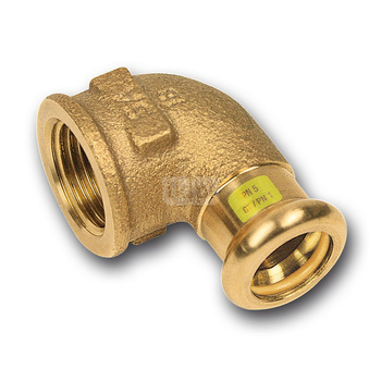 Kolano 90' SANHA Press Gas, miedź, 15 mm x 1/2'' (zw x GW)