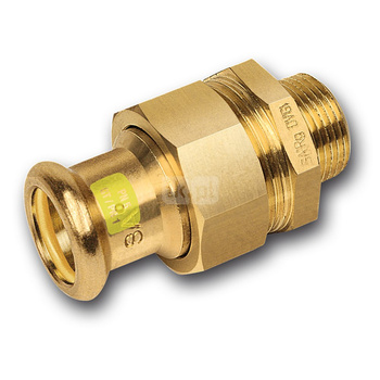 Śrubunek SANHA Press Gas trzyczęściowy, miedź, 28 mm x 3/4'' (zw x GZ)