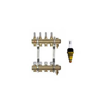 Rozdzielacz do ogrzewania podłogowego QIK MAGNET 13-obieg. mosiądz GW 1'' x GZ 3/4'' + przepływomierz