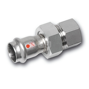 Śrubunek SANHA NiroTherm Industry z uszczelką trzyczęściowy, stal nierdzewna, 18 mm x 3/4'' (zw x GW)