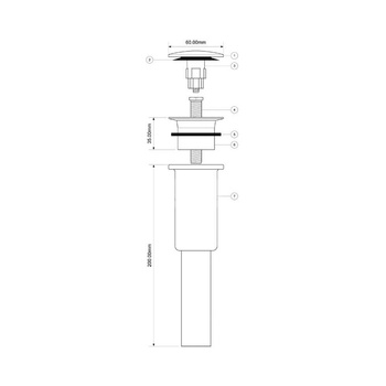 Spust umywalkowy "klik-klak" DEKORACYJNY 11/4"x60mm CHROM