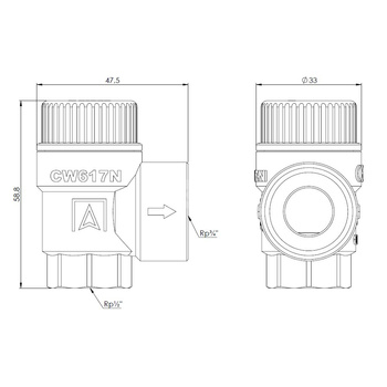 Zawór bezpieczeństwa AFRISO MSW sprężynowy mosiądz 6 bar GW x GW 1/2'' x 3/4''