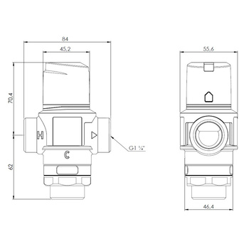 Zawór regulacyjny termostatyczny do wody ciepłej AFRISO ATM 883 mosiądz GZ 1 1/4'', DN 25, zakres temp. 35-60'C, Kvs 4.2 m3/h, maksymalna temperatura 110'C, maksymane ciśnienie 10 bar