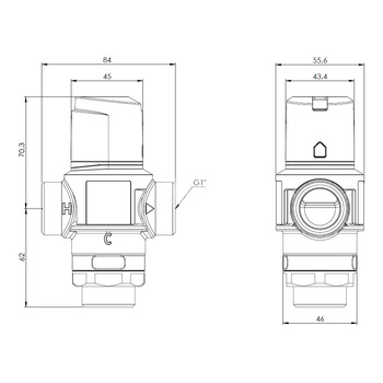 Zawór regulacyjny termostatyczny do wody ciepłej AFRISO ATM 763 mosiądz GZ 1'', DN 20, zakres temp. 35-60'C, Kvs 3.2 m3/h, maksymalna temperatura 110'C, maksymane ciśnienie 10 bar