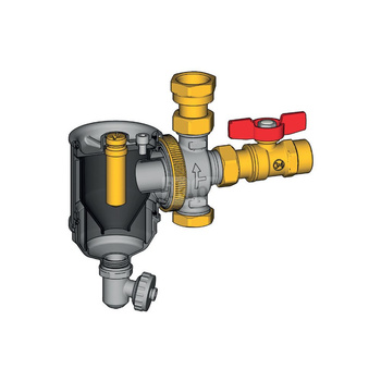 CONCEPT kompaktowy magnetyczny separator zanieczyszczeń z komorą cyklonową z osadnikiem i filtrem 300 µm do instalacji c.o. GZ ¾''