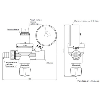 Zawór spustowo-napełniający AFRISO FAM 10 bar, max. 90'C GW x przyłącze do węża, 1/2'' x 1/2'', z manometrem