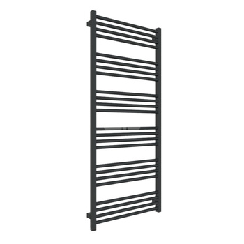 Grzejnik elektryczny TERMA FIONA ONE 600 x 1380 mm, kolor czarny jak kruk matowy RAL9005, moc 800 W, podłączenie E1, kabel prosty bez wtyczki 1,5m czarny